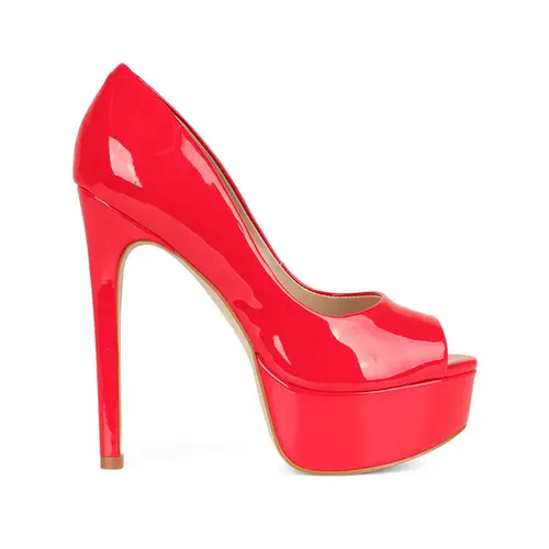 Peep Toe Deisi Verniz Vermelho