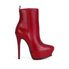 Bota Plataforma Scarlett Couro Vermelho