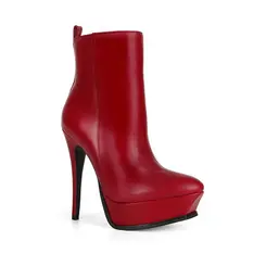 Bota Plataforma Scarlett Couro Vermelho