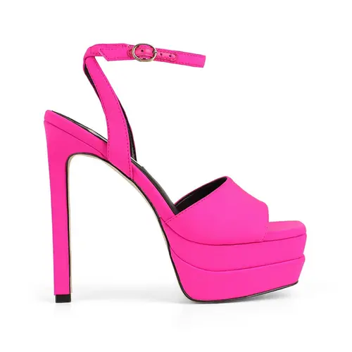Sandalia Plataforma Lizzie Cetim Rosa