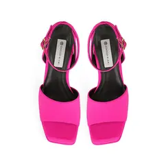 Sandalia Plataforma Lizzie Cetim Rosa