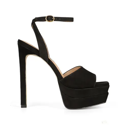 Sandalia Plataforma Lizzie Couro Nobuck Preto