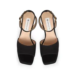 Sandalia Plataforma Lizzie Couro Nobuck Preto