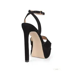Sandalia Plataforma Lizzie Couro Nobuck Preto