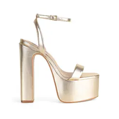 Sandalia Plataforma Darla Couro Ouro