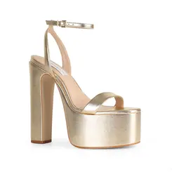 Sandalia Plataforma Darla Couro Ouro