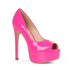 Peep Toe Deisi Verniz Rosa