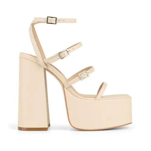 Sandalia Plataforma Pietra Couro Off White
