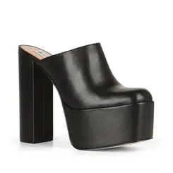 Mule Plataforma Paty Couro Preto