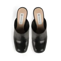 Mule Plataforma Paty Couro Preto