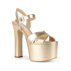 Sandalia Plataforma Zoe Metalizado Ouro