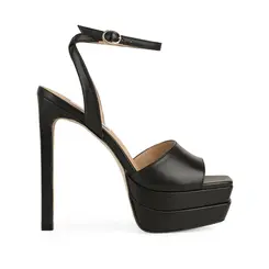 Sandalia Plataforma Lizzie Couro Preto