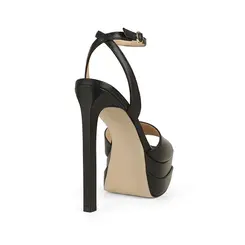 Sandalia Plataforma Lizzie Couro Preto