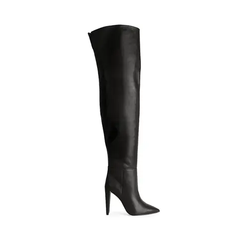 Bota Over The knee Simone em Couro Preto