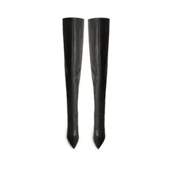 Bota Over The knee Simone em Couro Preto