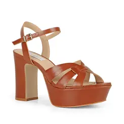 Sandalia Plataforma Thereza Couro Caramelo