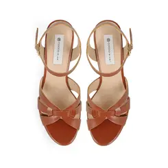 Sandalia Plataforma Thereza Couro Caramelo