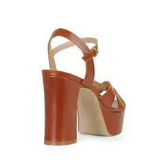 Sandalia Plataforma Thereza Couro Caramelo