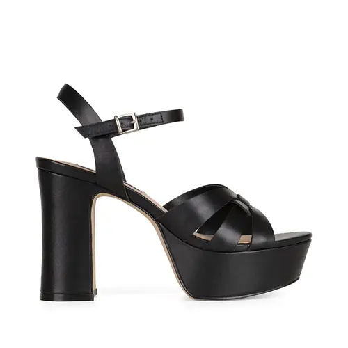 Sandalia Plataforma Thereza Couro Preto
