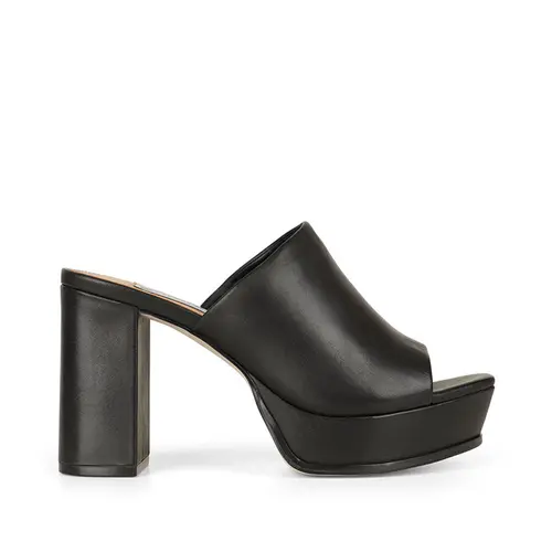 Mule Plataforma Melinda Couro Preto