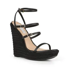 Sandalia Anabela Jessica Couro Preto