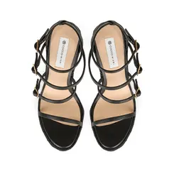 Sandalia Anabela Jessica Couro Preto