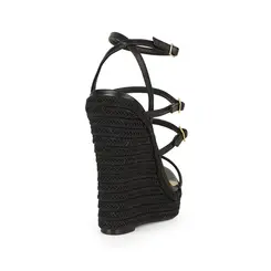 Sandalia Anabela Jessica Couro Preto
