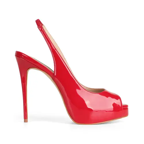 Peep Toe Elisa Verniz Vermelho