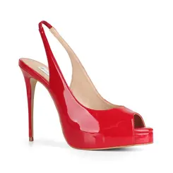 Peep Toe Elisa Verniz Vermelho