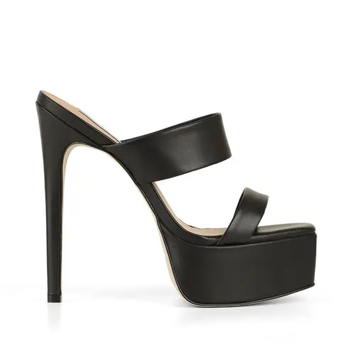 Mule Plataforma Arianna Couro Preto