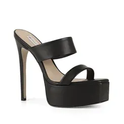 Mule Plataforma Arianna Couro Preto