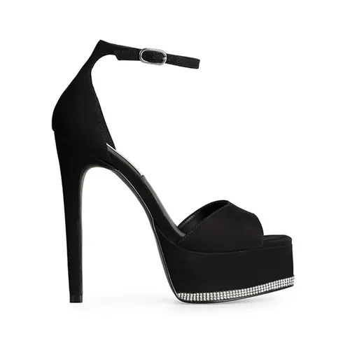 Sandalia Plataforma Amelie Couro Nobuck Preto