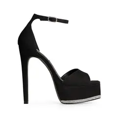 Sandalia Plataforma Amelie Couro Nobuck Preto