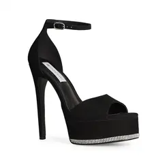 Sandalia Plataforma Amelie Couro Nobuck Preto