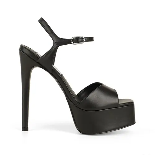 Sandalia Plataforma Nora Couro Preto