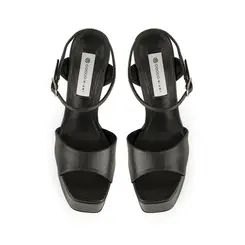 Sandalia Plataforma Nora Couro Preto