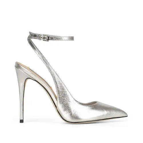 Scarpin Grace Couro Prata