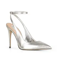 Scarpin Grace Couro Prata