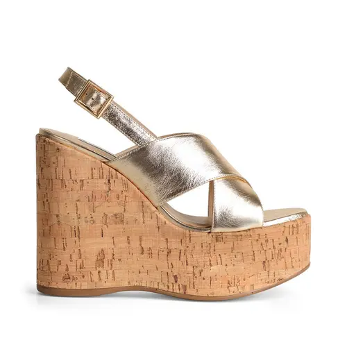 Plataforma Celine Couro Ouro