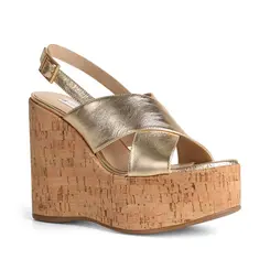 Plataforma Celine Couro Ouro