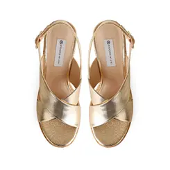 Plataforma Celine Couro Ouro