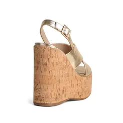 Plataforma Celine Couro Ouro