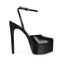 Sandalia Plataforma Naomi Couro Preto