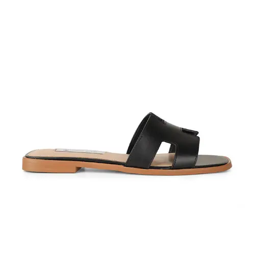 Rasteira Bethany Couro Preto