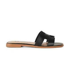 Rasteira Bethany Couro Preto