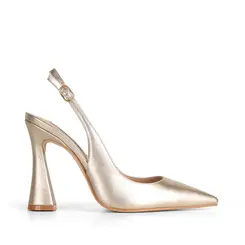 Scarpin Clarice Couro Metalizado Ouro