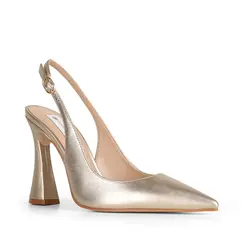 Scarpin Clarice Couro Metalizado Ouro