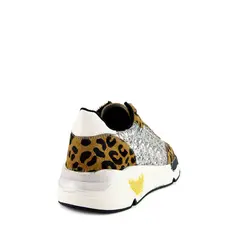 Tenis Betsy Leopardo e Glitter Prata