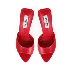 Mule Mia Couro Vermelho