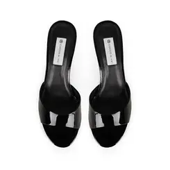 Mule Leah Couro Preto